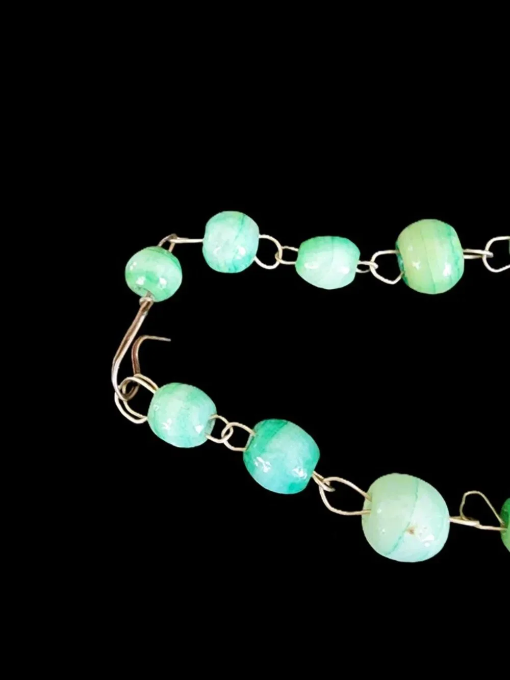 VTG 1950s Mid Century Mexican Green Onyx Aztec Warrior Mask Necklace 24”